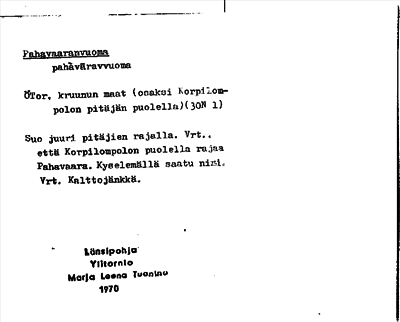Bild på arkivkortet för arkivposten Pahavaaranvuoma