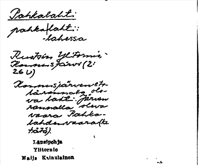 Bild på arkivkortet för arkivposten Pahkalahti
