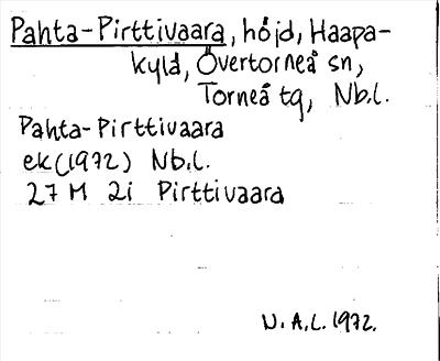 Bild på arkivkortet för arkivposten Pahta-Pirttivaara