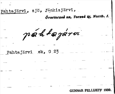 Bild på arkivkortet för arkivposten Pahtajärvi