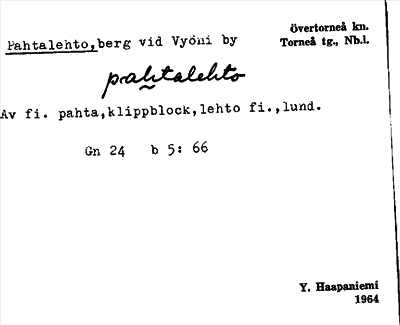 Bild på arkivkortet för arkivposten Pahtalehto