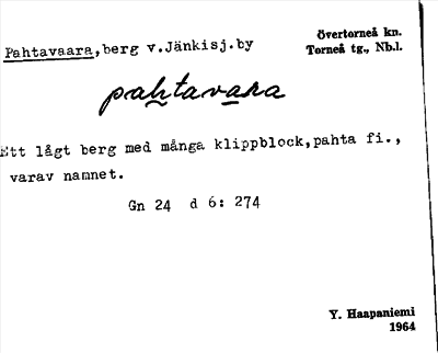 Bild på arkivkortet för arkivposten Pahtavaara