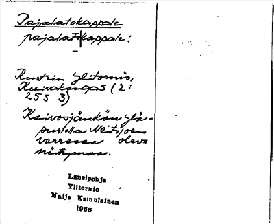 Bild på arkivkortet för arkivposten Pajalatokappale