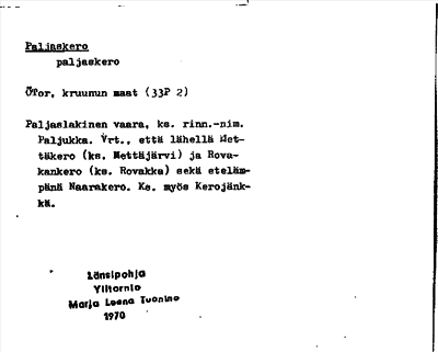 Bild på arkivkortet för arkivposten Paljaskero