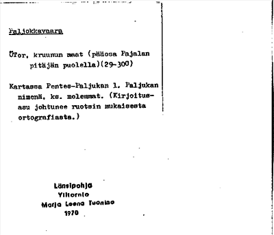 Bild på arkivkortet för arkivposten Paljokkavaara