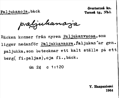 Bild på arkivkortet för arkivposten Paljukanoja