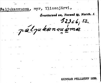 Bild på arkivkortet för arkivposten Paljukanvuoma