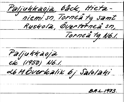 Bild på arkivkortet för arkivposten Paljukkaoja