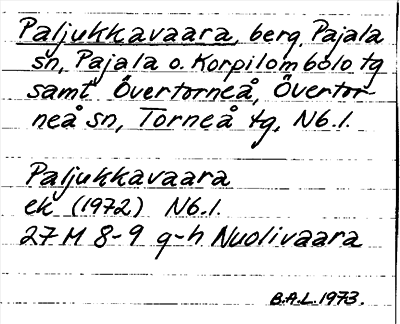Bild på arkivkortet för arkivposten Paljukkavaara