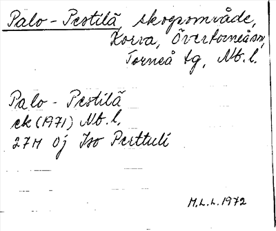 Bild på arkivkortet för arkivposten Palo-Pestilä