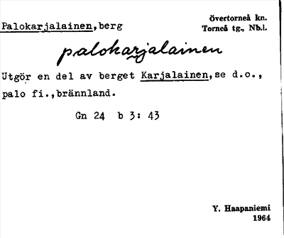 Bild på arkivkortet för arkivposten Palokarjalainen