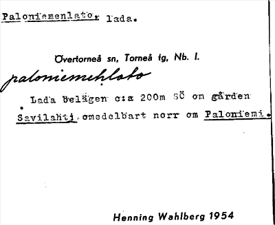 Bild på arkivkortet för arkivposten Paloniemenlato