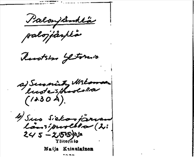 Bild på arkivkortet för arkivposten Palonjänkkä