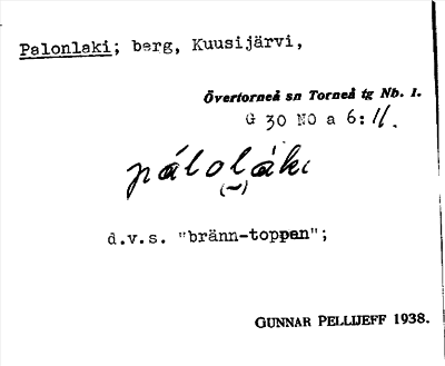 Bild på arkivkortet för arkivposten Palonlaki