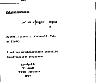 Bild på arkivkortet för arkivposten Palosaajonjänkkä