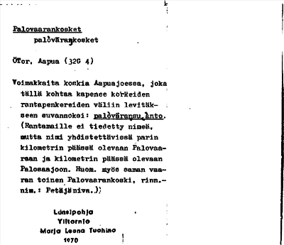 Bild på arkivkortet för arkivposten Palovaarankosket