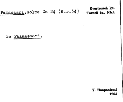 Bild på arkivkortet för arkivposten Pamasaari, se Paamasaari