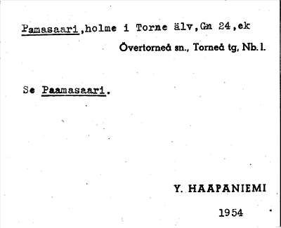 Bild på arkivkortet för arkivposten Pamasaari, se Paamasaari