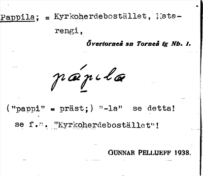 Bild på arkivkortet för arkivposten Pappila = Kyrkoherdebostället