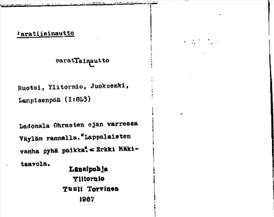 Bild på arkivkortet för arkivposten Paratiisinautto