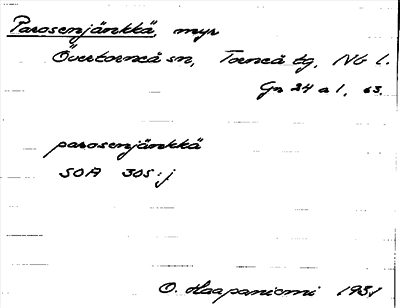 Bild på arkivkortet för arkivposten Parosenjänkkä