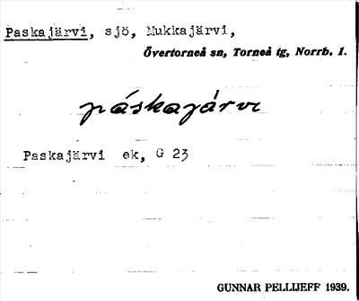 Bild på arkivkortet för arkivposten Paskajärvi
