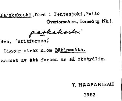 Bild på arkivkortet för arkivposten Paskakoski