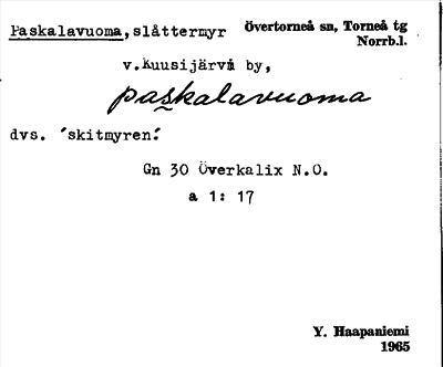Bild på arkivkortet för arkivposten Paskalavuoma
