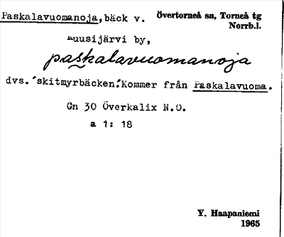 Bild på arkivkortet för arkivposten Paskalavuomanoja