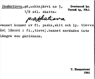 Bild på arkivkortet för arkivposten Paskatieva