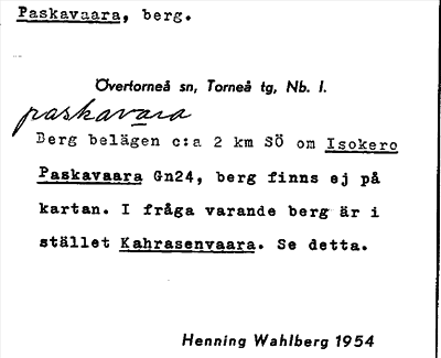 Bild på arkivkortet för arkivposten Paskavaara