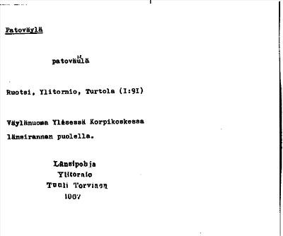 Bild på arkivkortet för arkivposten Patoväylä