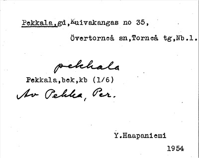 Bild på arkivkortet för arkivposten Pekkala