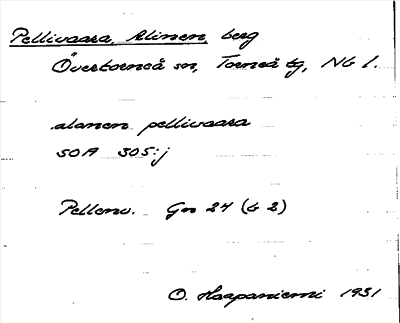 Bild på arkivkortet för arkivposten Pellivaara, Alinen