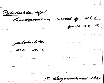 Bild på arkivkortet för arkivposten Pellohuhta