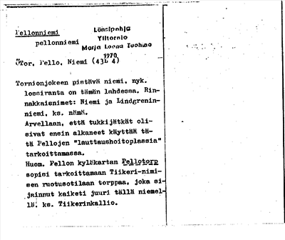 Bild på arkivkortet för arkivposten Pellonniemi