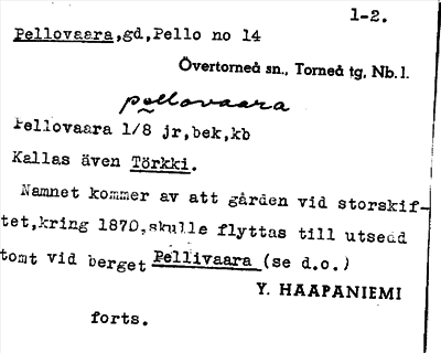 Bild på arkivkortet för arkivposten Pellovaara