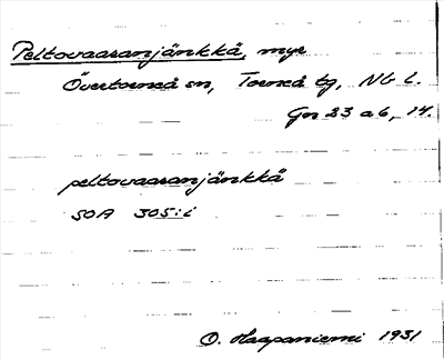 Bild på arkivkortet för arkivposten Peltovaaranjänkkä