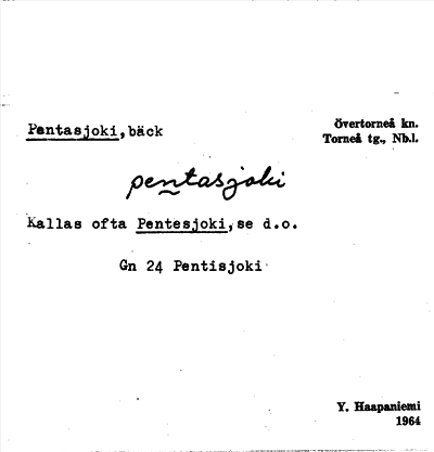 Bild på arkivkortet för arkivposten Pentasjoki