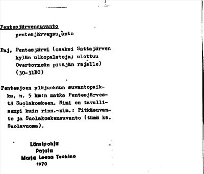 Bild på arkivkortet för arkivposten Pentesjärvensuvanto