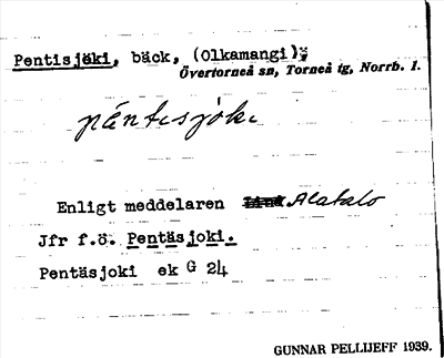 Bild på arkivkortet för arkivposten Pentisjoki
