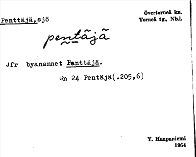 Bild på arkivkortet för arkivposten Penttäjä