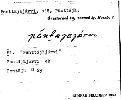 Bild på arkivkortet för arkivposten Penttäjäjärvi