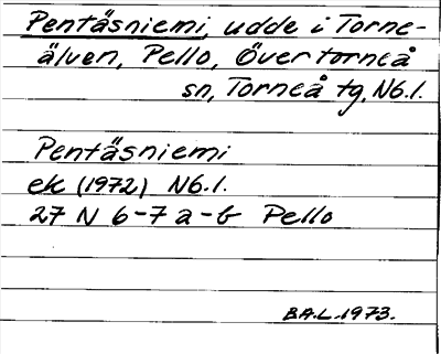 Bild på arkivkortet för arkivposten Pentäsniemi
