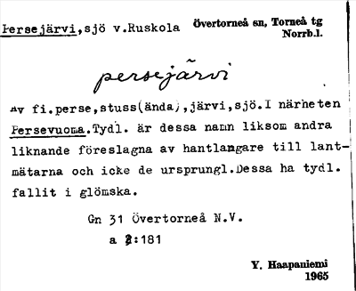Bild på arkivkortet för arkivposten Persejärvi