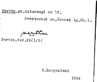 Bild på arkivkortet för arkivposten Perttu
