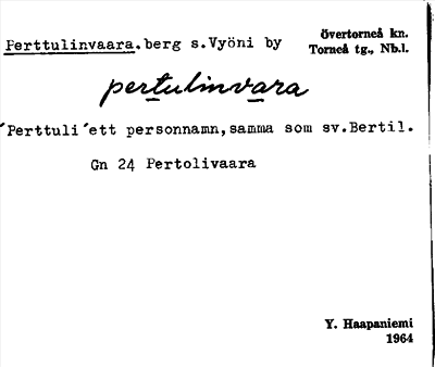 Bild på arkivkortet för arkivposten Perttulinvaara