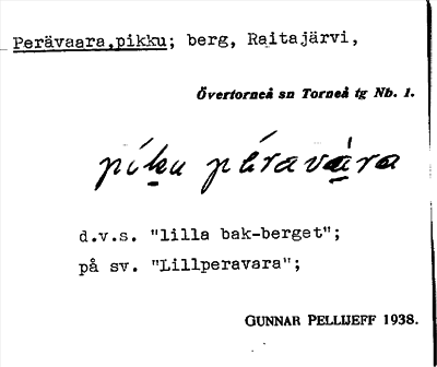 Bild på arkivkortet för arkivposten Perävaara, pikku