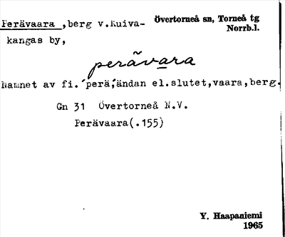 Bild på arkivkortet för arkivposten Perävaara