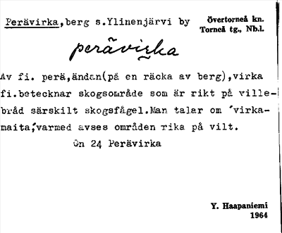 Bild på arkivkortet för arkivposten Perävirka